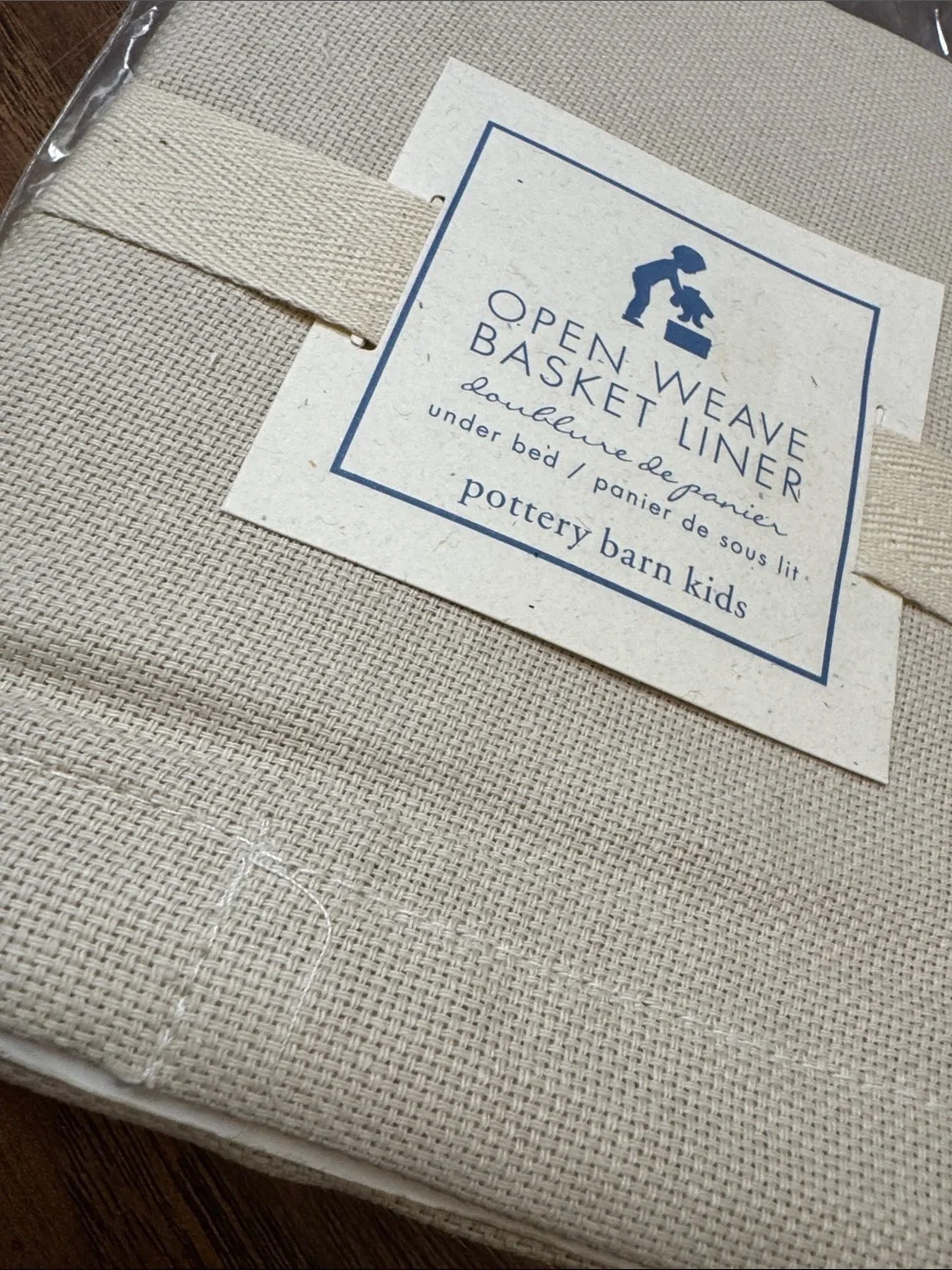 Pottery Barn Kids Open Weave Under Bed Basket Liner Cream NWT